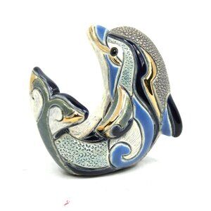 DE ROSA ARTESANI RINCONADA DOLPHIN OCEAN F302 FIGURINE CLAY HAND MADE IN URUGUAY